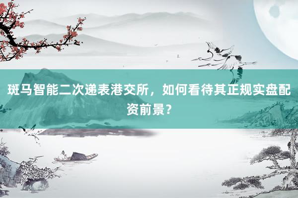 斑马智能二次递表港交所，如何看待其正规实盘配资前景？