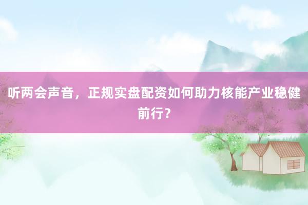 听两会声音，正规实盘配资如何助力核能产业稳健前行？