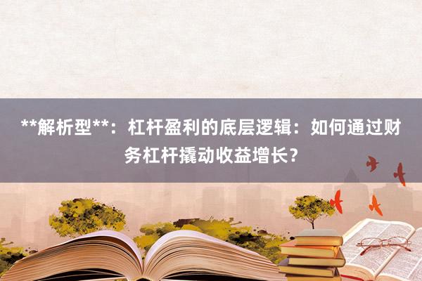 **解析型**：杠杆盈利的底层逻辑：如何通过财务杠杆撬动收益增长？