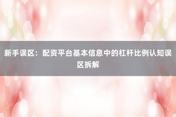 新手误区：配资平台基本信息中的杠杆比例认知误区拆解