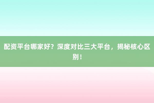 配资平台哪家好？深度对比三大平台，揭秘核心区别！