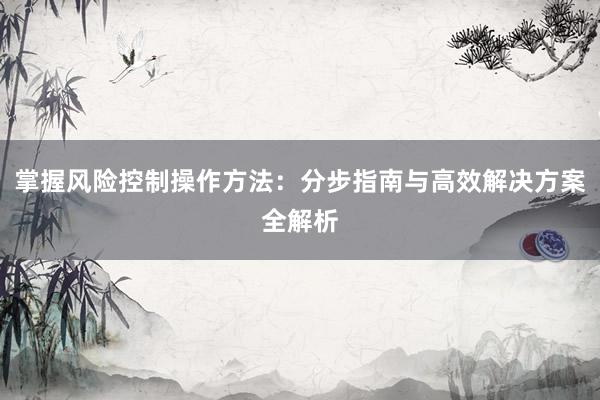 掌握风险控制操作方法：分步指南与高效解决方案全解析